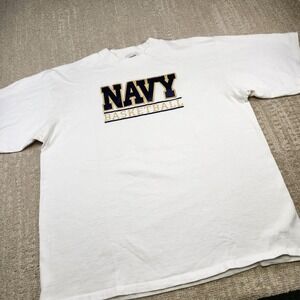 Vintage 90s United States Navy Shirt Adult XL Basketball White Heavy Cotton USA